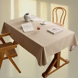 Rectangular Plain Fabric Tablecloth Table Cover Linen-cotton Style